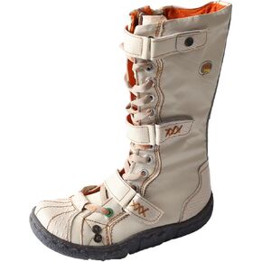 TMA EYES Women's Fashion Boots - PU and Genuine Leather Combination, Side Zipper and Strap Closure, Faux Fur Lining for Warmth and Comfort