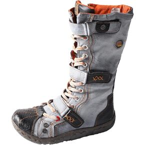 TMA EYES Women's Fashion Boots - PU and Genuine Leather Combination, Side Zipper and Strap Closure, Faux Fur Lining for Warmth and Comfort in Kuwait