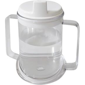 Ibluelover 2 Handle Plastic Mug Clear Spouted Cup Adult Sippy Cup Lightweight Drinking Cup Spill-Resistant Water Cup Feeding Cup with Easy-to-Grasp Handles Coffee Mug for Hot and Cold Beverages