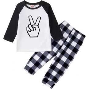 CM C&M WODRO Toddler Baby Boy Birthday Outfit 2nd 3rd 4th 5th Birthday T-Shirt Long Sleeve Plaid Pants Fall Winter Clothes
