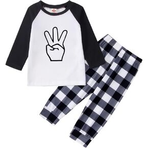 سم C & M WODRO طفل رضيع عيد ميلاد الزي 2nd 3rd 4th 5th عيد ميلاد تي شيرت طويل الأكمام منقوشة السراويل الخريف الشتاء الملابس in Kuwait