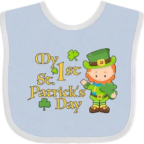 inktastic My First St. Patricks Day- Leprechaun and Shamrocks Baby Bib