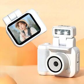 Mini DV Camera, 1080P HD Small DVR Camera Camcorder Video Cam for Webcam Travel Hiking Sports Cycling, 1.44in Color Screen Ultra Mini HD Kids Thumb Camera with Flashlight (White)