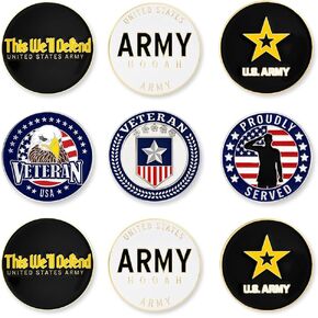 PinMart’s Officially Licensed United States Army Bundle Pack of 9 Golf Ball Markers - Golf Accessories for Men and Women - Magnetic Veteran Golf Ball Markers Set of 9 Markers