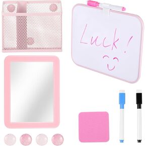 Pink Locker Accessories kit, Locker Decorations for Girls, Cute Locker Set Includes Locker Shelf, Magnetic Locker Mirror and whiteboard, Pen Holder, Markers and Magnets
