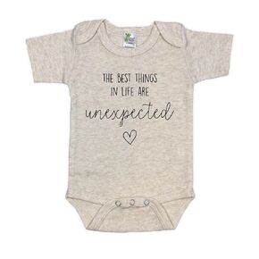 New Baby Reveal - Pregnancy Announcement Infant Bodysuit - Surprise For Friends and Family - The Best Things In Life Are Unexpected (White)