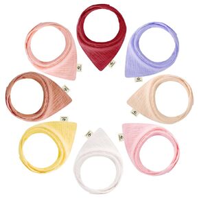 BEBOAN Baby Muslin Bibs 0-3,6-12 Months, 8-Pack Cotton Drool Bibs for Baby Girl, Bandana Baby Bibs for Drooling and Teething, Feeding Bib with Light Fabric for Toddle Infant Newborn (Pink)