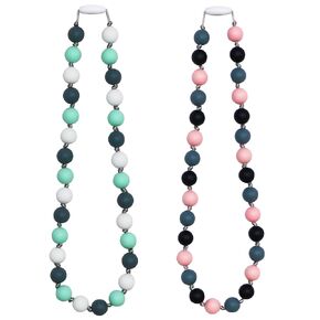Chew Necklaces for Sensory Kids Boys, Chewy Necklace Sensory Toys for Kids Adults with Autism, ADHD, SPD, 2 Pack Silicone Chew Necklace Reduce Chewing Biting Fidgeting