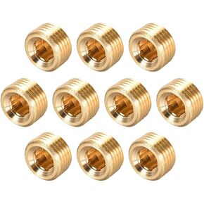 10 Pack 3/8" NPT Male Pipe Plug Fittings – Brass Hex Counter-Sunk Pipe Plugs for Pipe End Closure