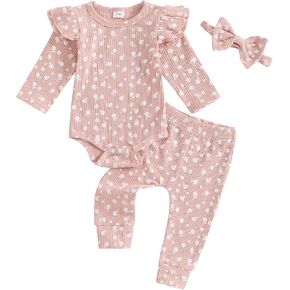 Baby Girl Fall Clothes Set Floral Print Long Sleeve Romper Pants Set Cute Infant Newborn Outfit 3 6 9 12 18 Months