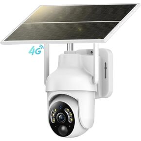 4G LTE Cellular Security Camera Outdoor, No WiFi Solar Security Camera Built in SIM Card, 360° Live View, 2K Color Night Vision, PIR Motion Detection&Alert, 2 Way Talk