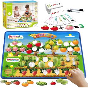 Sorting Toys for Toddlers,Fruit Sorting Matching Game,Addition and Subtraction Flash Cards, Montessori Fine Motor Sensory Toys for Toddlers 3+ Years Old.