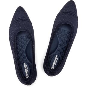 Frank Mully Women's Pointed Toe Flats Knit Ballet Comfortable Dressy Slip On Flat for Business，Casual, Office, Work, Wedding