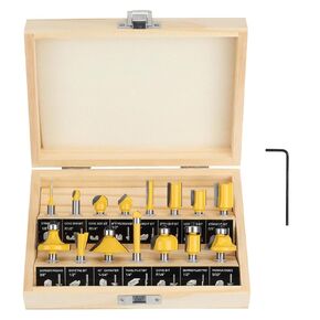 Router Bits Set 1/4 Inch Shank 15 Pieces 1/4 Inch Tungsten Carbide Router Bits Woodwork Tools for Doors,Tables,Shelves,Cabinets,DIY Woodwork