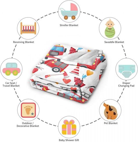 Firefighter Firetruck Blanket Gifts for Boys Girls, Firefighter Throw Blanket Gifts for Baby Fireman Fire Engine Decor Soft Lightweight Flannel Fleece Fire Trucks Blankets for Nursery 40x30In in Saudi Arabia