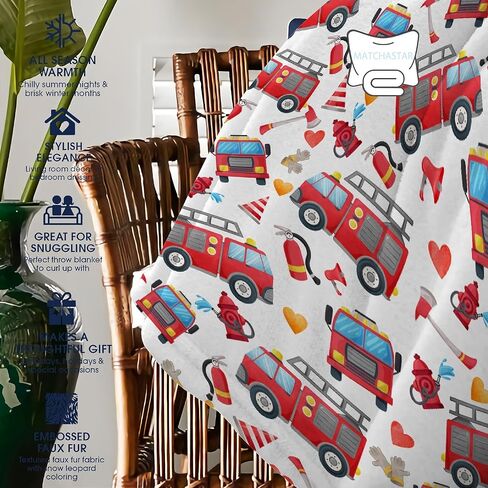 Firefighter Firetruck Blanket Gifts for Boys Girls, Firefighter Throw Blanket Gifts for Baby Fireman Fire Engine Decor Soft Lightweight Flannel Fleece Fire Trucks Blankets for Nursery 40x30In in Saudi Arabia