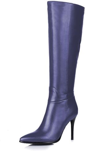 Women's Pointed Toe Side Zipper Sexy Stiletto High Heel Stretchy Knee High Boots in Saudi Arabia