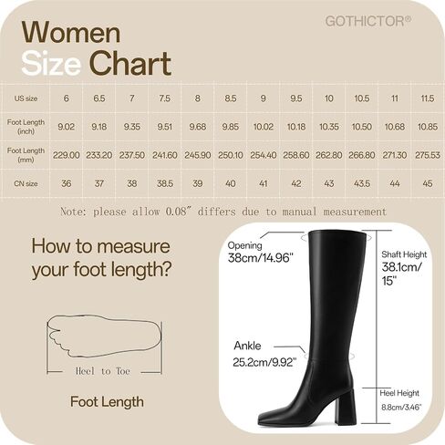 Knee High Boots for Women Chunky Heel Tall Boots Square Toe Wide-Calf Gogo Boots with Side Zipper Pull On Long Boots in Saudi Arabia