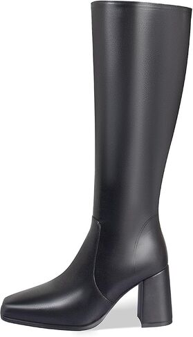 Knee High Boots for Women Chunky Heel Tall Boots Square Toe Wide-Calf Gogo Boots with Side Zipper Pull On Long Boots in Saudi Arabia