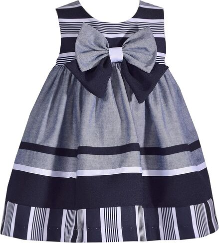 فستان بوني جين للأطفال حديثي الولادة للفتيات الصغيرات بدون أكمام من قماش الدنيم البحري in Kuwait