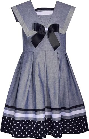 Bonnie Jean Newborn Infant Toddler Little Big Girls Sleeveless Denim Nautical Uniform Dress in Saudi Arabia