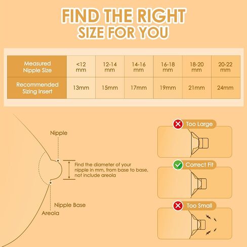 10PCS Flange Inserts 13/15/17/19/21mm for 24mm Flange/Shield, Flange Sizing Kit with Nipple Ruler, Cleaning Brush, Tape Measure, Compatible with Most Pumps: S12/S12 Pro/S9 (10PCS 13/15/17/19/21mm) in Saudi Arabia
