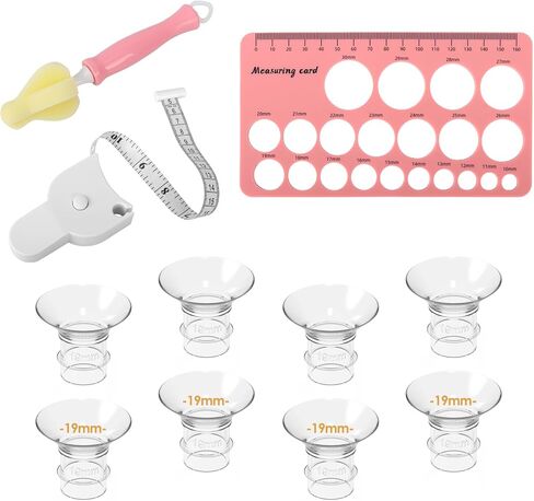 10PCS Flange Inserts 13/15/17/19/21mm for 24mm Flange/Shield, Flange Sizing Kit with Nipple Ruler, Cleaning Brush, Tape Measure, Compatible with Most Pumps: S12/S12 Pro/S9 (10PCS 13/15/17/19/21mm) in Saudi Arabia