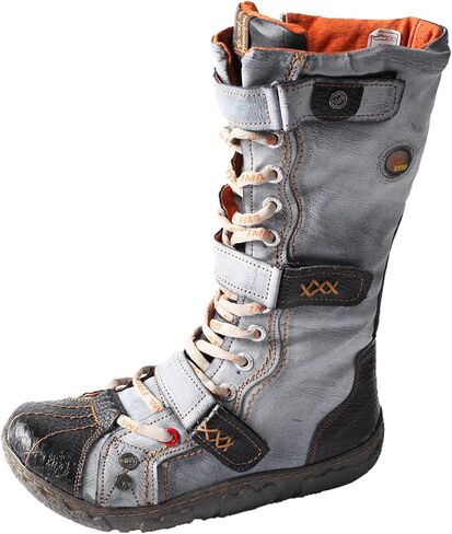 TMA EYES Women's Fashion Boots - PU and Genuine Leather Combination, Side Zipper and Strap Closure, Faux Fur Lining for Warmth and Comfort in Kuwait