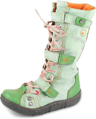 TMA EYES Women's Fashion Boots - PU and Genuine Leather Combination, Side Zipper and Strap Closure, Faux Fur Lining for Warmth and Comfort in Saudi Arabia