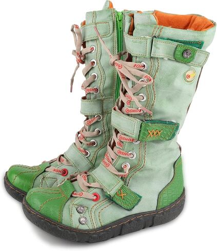 TMA EYES Women's Fashion Boots - PU and Genuine Leather Combination, Side Zipper and Strap Closure, Faux Fur Lining for Warmth and Comfort in Saudi Arabia