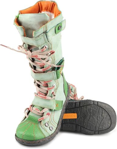TMA EYES Women's Fashion Boots - PU and Genuine Leather Combination, Side Zipper and Strap Closure, Faux Fur Lining for Warmth and Comfort in Saudi Arabia