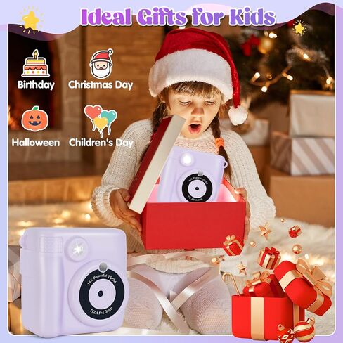Instant Print Camera for Kids - 2.4 Inch Kids Camera Instant Print with Print Paper & 32G Card- Kids Toys HD Digital Camera as Christams Birthday Gifts for Girls Boys Age 3-12 (Purple) in Saudi Arabia