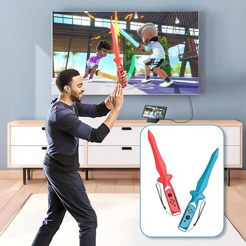 Switch Sports Accessories Bundle, 18 in 1 Sports Accessories Kit for Nintendo Switch/Switch OLED, Family Accessories Bundle Kit for Switch Sports Games with Golf Clubs, Tennis Rackets, Swords in Saudi Arabia