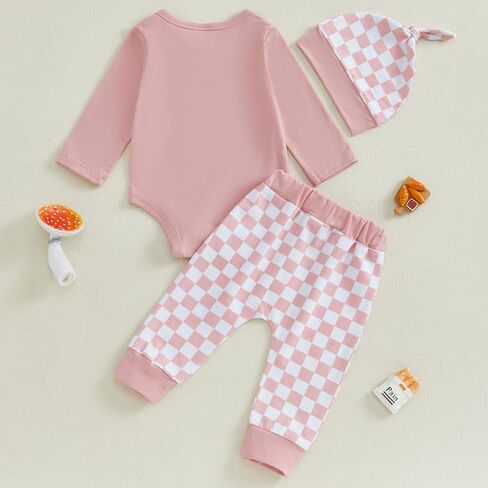 3Pcs Newborn Baby Girl Boy Coming Home Outfit Mom and Dad Me Romper Bodysuit Tops Pants Set +Hat Fall Clothes in Saudi Arabia