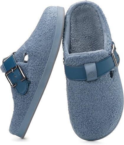 Hsyooes Women's Men's Fuzzy Slippers Orthotic Arch Support Fleece Lined House Slippers Comfy Winter Slip On Clogs for Plantar Fasciitis Indoor Outdoor with Adjustable Buckle in Saudi Arabia