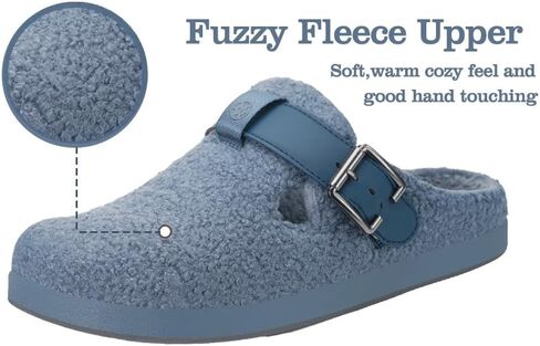 Hsyooes Women's Men's Fuzzy Slippers Orthotic Arch Support Fleece Lined House Slippers Comfy Winter Slip On Clogs for Plantar Fasciitis Indoor Outdoor with Adjustable Buckle in Saudi Arabia