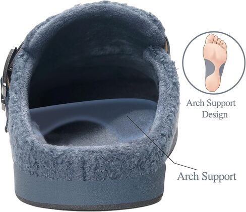 Hsyooes Women's Men's Fuzzy Slippers Orthotic Arch Support Fleece Lined House Slippers Comfy Winter Slip On Clogs for Plantar Fasciitis Indoor Outdoor with Adjustable Buckle in Saudi Arabia