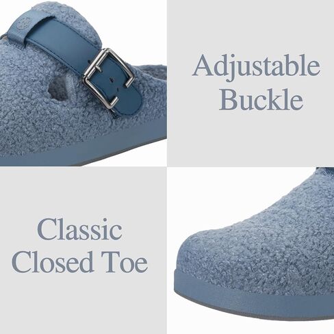 Hsyooes Women's Men's Fuzzy Slippers Orthotic Arch Support Fleece Lined House Slippers Comfy Winter Slip On Clogs for Plantar Fasciitis Indoor Outdoor with Adjustable Buckle in Saudi Arabia