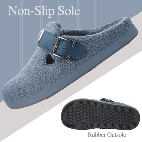 Hsyooes Women's Men's Fuzzy Slippers Orthotic Arch Support Fleece Lined House Slippers Comfy Winter Slip On Clogs for Plantar Fasciitis Indoor Outdoor with Adjustable Buckle in Saudi Arabia