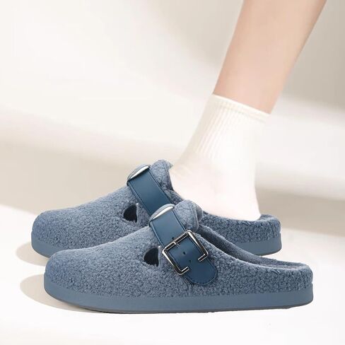 Hsyooes Women's Men's Fuzzy Slippers Orthotic Arch Support Fleece Lined House Slippers Comfy Winter Slip On Clogs for Plantar Fasciitis Indoor Outdoor with Adjustable Buckle in Saudi Arabia