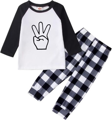 سم C & M WODRO طفل رضيع عيد ميلاد الزي 2nd 3rd 4th 5th عيد ميلاد تي شيرت طويل الأكمام منقوشة السراويل الخريف الشتاء الملابس in Kuwait