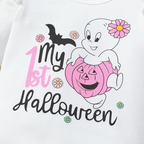 Goodplayer My First Halloween Baby Outfit الوليد طفلة جرس أسفل الزي هالوين مضيئة السراويل مجموعة عقال الملابس in Kuwait
