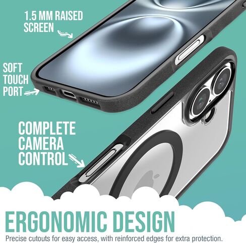 حافظة Smartish® iPhone 16 Pro المغناطيسية - Gripmunk متوافقة مع MagSafe [خفيفة الوزن + واقية] غطاء نحيف ورقيق مع بطانة من الألياف الدقيقة لهاتف Apple iPhone 16 Pro - Black Tie Affair in Kuwait