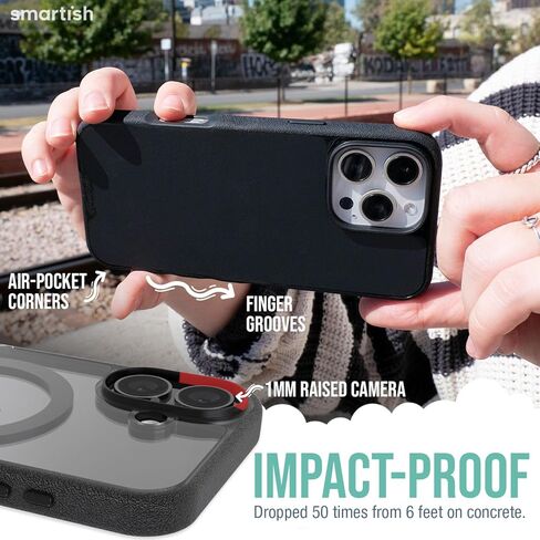 حافظة Smartish® iPhone 16 Pro المغناطيسية - Gripmunk متوافقة مع MagSafe [خفيفة الوزن + واقية] غطاء نحيف ورقيق مع بطانة من الألياف الدقيقة لهاتف Apple iPhone 16 Pro - Black Tie Affair in Kuwait