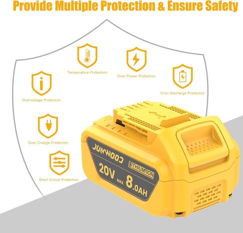 8.0Ah Replacement for Dewalt 20V Max Battery, Compatible with Dewalt 20V Battery Max XR DCB207 DCB206 DCB204 DCB201 DCB200 DCD/DCF/DCG Series 2PCS in Kuwait