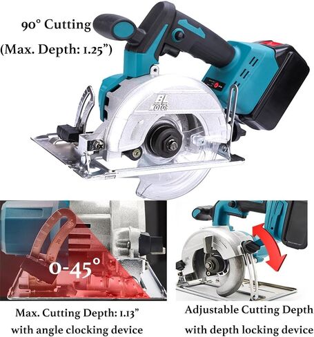 منشار دائري لاسلكي مقاس 5 بوصات، منشار دائري مدمج بمحرك بدون فرش مخصص لبطارية ماكيتا 18 فولت، أداة قطع الطاقة 6500 دورة في الدقيقة مع شفرة 2 × 5 بوصات للمعادن الرقيقة للبلاط الخشبي، عمق القطع وزاوية قابلة للتعديل in Kuwait