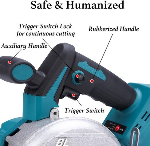 منشار دائري لاسلكي مقاس 5 بوصات، منشار دائري مدمج بمحرك بدون فرش مخصص لبطارية ماكيتا 18 فولت، أداة قطع الطاقة 6500 دورة في الدقيقة مع شفرة 2 × 5 بوصات للمعادن الرقيقة للبلاط الخشبي، عمق القطع وزاوية قابلة للتعديل in Kuwait