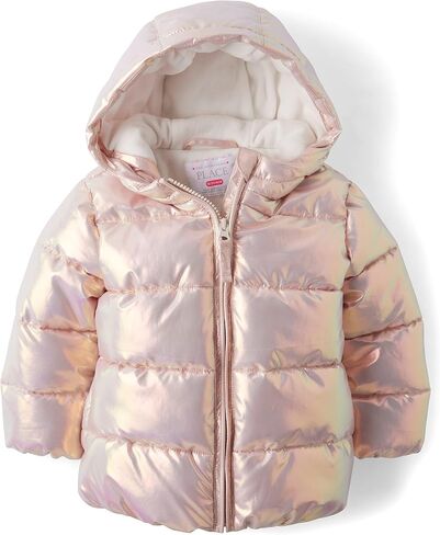 The Children's Place Baby Girls' and Toddler Medium Weight Puffer Jacket, Wind, Water-Resistant, Mauve Floral in Saudi Arabia