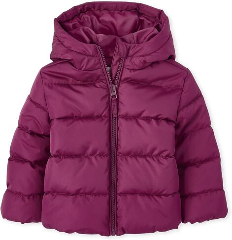 The Children's Place Baby Girls' and Toddler Medium Weight Puffer Jacket, Wind, Water-Resistant, Mauve Floral in Saudi Arabia