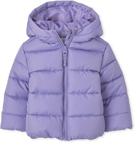 The Children's Place Baby Girls' and Toddler Medium Weight Puffer Jacket, Wind, Water-Resistant, Mauve Floral in Saudi Arabia